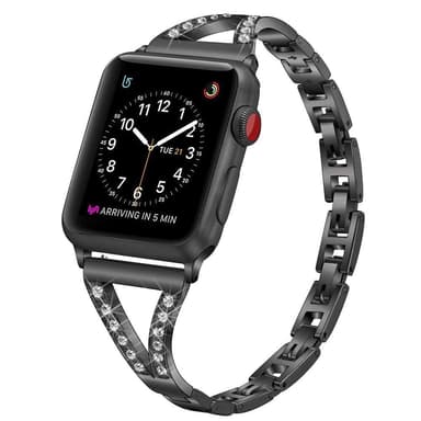 SKALO Kapea metallinen rannekoru Bling Apple Watch SE 40mm - Musta