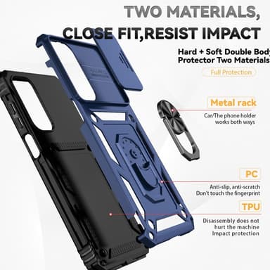 SKALO Samsung A16 Armor hybridi metallirengas kameran liukusäädin - Sininen