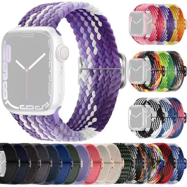SKALO Punottu -ranneke Apple Watch Series 10 42mm - Violetti-Valkoinen