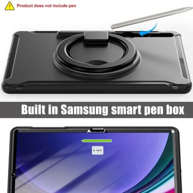 SKALO Samsung Tab S10 Plus Extra Shockproof Armor 360 Kahva/Tripod Suojakuori - Musta