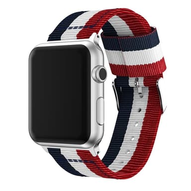 SKALO Nato-ranneke Metallilukolla Apple Watch SE 40mm - Punainen-Valkoinen-Sininen