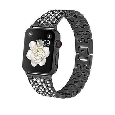 SKALO Teräsranneke Bling Apple Watch Series 10 42mm - Musta