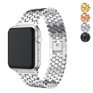 SKALO Fish Scale Metalliranneke Apple Watch Series 4-6 40mm - Ruusukulta