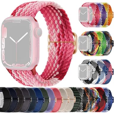 SKALO Punottu -ranneke Apple Watch Series 4-6 40mm - Pinkki-Punainen