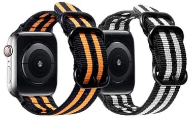 SKALO Nato-ranneke Nylon Apple Watch Series 7-9 45mm - Musta-Oranssi