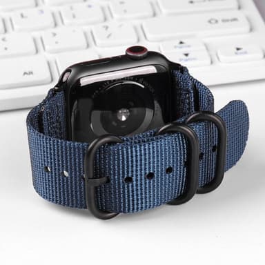 SKALO Nato-ranneke Nylon Apple Watch Series 7-9 41mm - Sininen