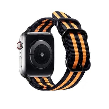SKALO Nato-ranneke Nylon Apple Watch Series 7-9 45mm - Musta-Oranssi