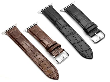 SKALO Krokotiilikuvioinen nahkaranneke Apple Watch Series 4-6 40mm - Ruskea