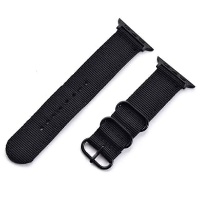 SKALO Nato-ranneke Nylon Apple Watch Series 7-9 41mm - Musta