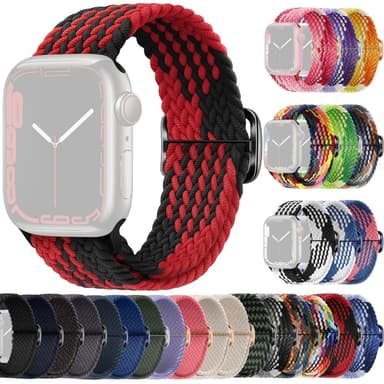 SKALO Punottu -ranneke Apple Watch Series 10 46mm - Punainen-Musta