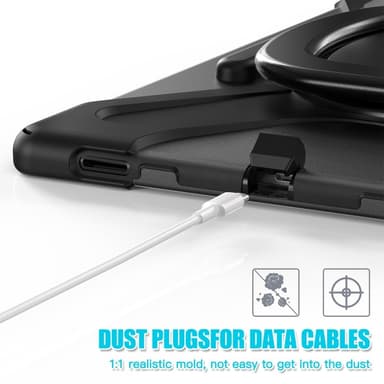 SKALO Samsung Tab S10 Ultra Extra Shockproof Armor 360 Kahva/Tripod Suojakuori - Musta