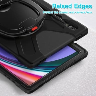 SKALO Samsung Tab S10 Ultra Extra Shockproof Armor 360 Kahva/Tripod Suojakuori - Musta
