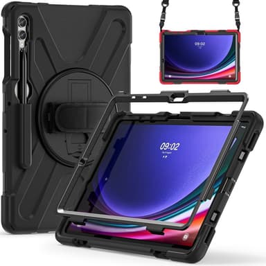 SKALO Samsung Tab S10 Plus Extra Shock Resistant Armor Handle Kuori Olkahihnalla - Musta
