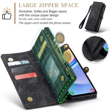 CaseMe Samsung A16 008 BIg Wallet 2in1 Magnet Lompakkokotelo - Musta