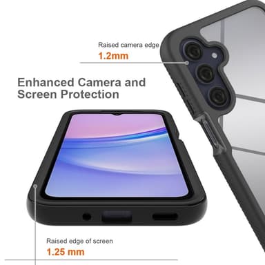 SKALO Samsung A16 Iskunkestävä Clear Hybridi Suojakuori - Musta
