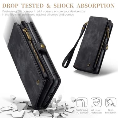 CaseMe Samsung A16 008 BIg Wallet 2in1 Magnet Lompakkokotelo - Musta