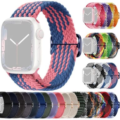 SKALO Punottu -ranneke Apple Watch SE 40mm - Pinkki-Sininen