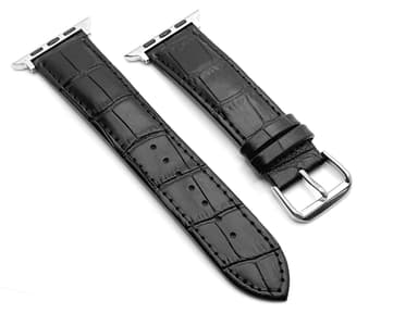 SKALO Krokotiilikuvioinen nahkaranneke Apple Watch Series 7-9 45mm - Musta
