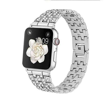 SKALO Teräsranneke Bling Apple Watch Series 4-6 40mm - Hopea