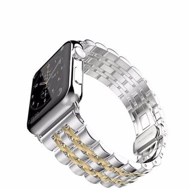SKALO Metalliranneke, 5 lenkkiä Apple Watch Series 7-9 45mm - Kulta