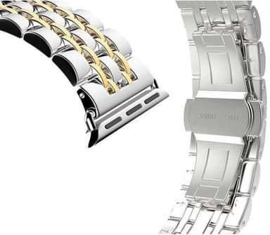 SKALO Metalliranneke, 5 lenkkiä Apple Watch Series 7-9 45mm - Kulta