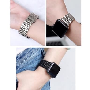 SKALO Metalliranneke, 5 lenkkiä Apple Watch Series 7-9 45mm - Kulta