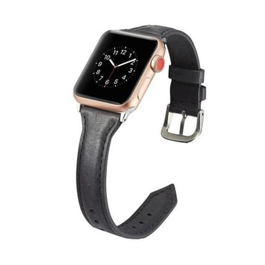 SKALO Kapea nahkaranneke Apple Watch Series 10 46mm - Musta
