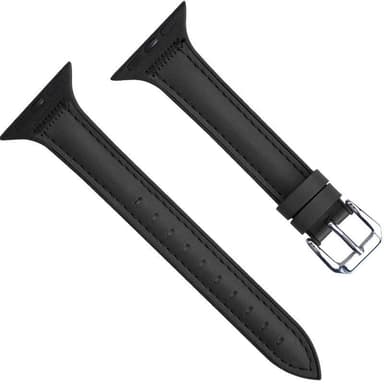 SKALO Kapea nahkaranneke Apple Watch Series 10 46mm - Musta