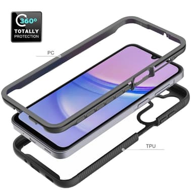 SKALO Samsung A16 Iskunkestävä Clear Hybridi Suojakuori - Musta