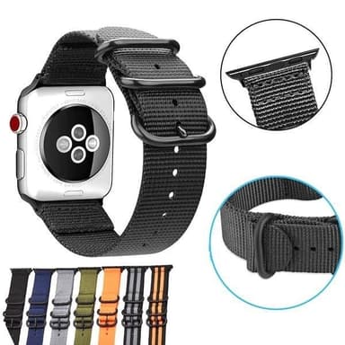 SKALO Nato-ranneke Nylon Apple Watch Series 4-6 40mm - Harmaa