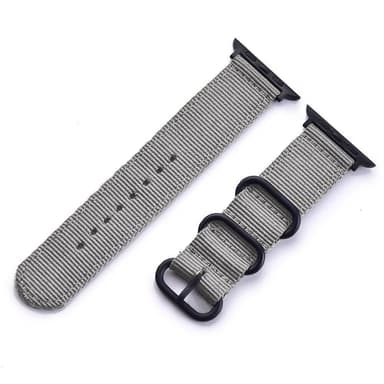 SKALO Nato-ranneke Nylon Apple Watch Series 4-6 40mm - Harmaa