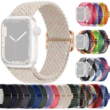 SKALO Punottu -ranneke Apple Watch Series 4-6 44mm - Valkoinen-Pisteitä