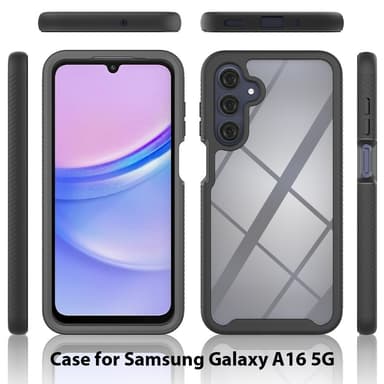 SKALO Samsung A16 Iskunkestävä Clear Hybridi Suojakuori - Musta