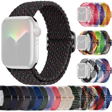 SKALO Punottu -ranneke Apple Watch Series 4-6 44mm - Musta-Pisteitä