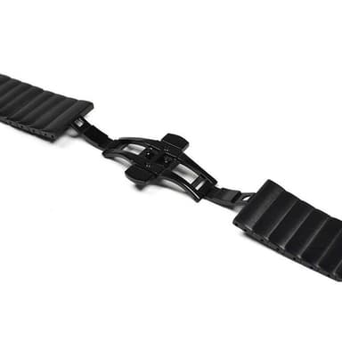 SKALO Teräsranneke ""Flat"" Apple Watch Series 4-6 44mm - Musta