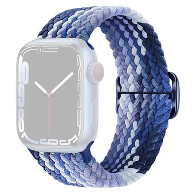 SKALO Punottu -ranneke Apple Watch Series 7-9 41mm - Sininen-Vaaleansininen