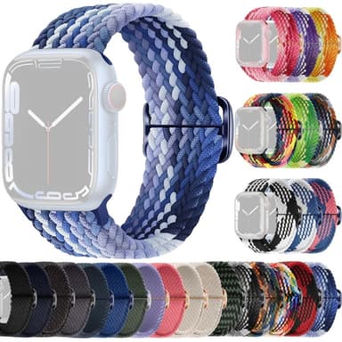 SKALO Punottu -ranneke Apple Watch Series 7-9 41mm - Sininen-Vaaleansininen