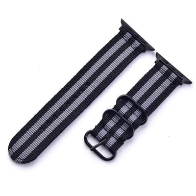 SKALO Nato-ranneke Nylon Apple Watch Series 10 42mm - Musta-Harmaa