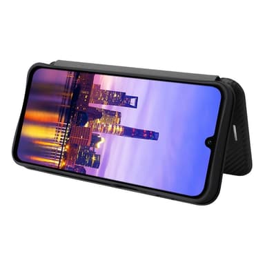 SKALO Samsung A16 Carbon Fiber Lompakkokotelo - Musta