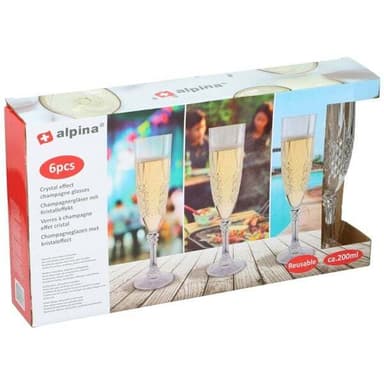 Alpina Samppanjalasi muovia 6 kpl pakkaus
