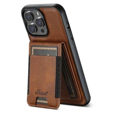 Keinonahkainen kuori MagSafe-korttipidikkeellä iPhone 14 Pro Maxille - ruskea
