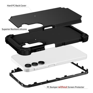 SKALO Samsung A16 Shockproof Armor Suojakuori - Musta