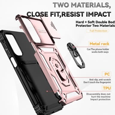 SKALO Samsung A16 Armor hybridi metallirengas kameran liukusäädin - Ruusukulta