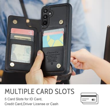 CaseMe Samsung A16 C22 Series Suojakuori+Lompakko - Musta