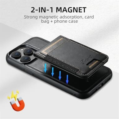 Keinonahkainen kuori MagSafe-korttipidikkeellä iPhone 16 Pro:lle - Svart