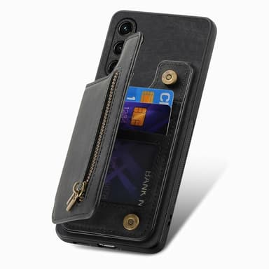 SKALO Samsung A16 PU-nahkainen Suojakuori Lompakkokotelo - Musta