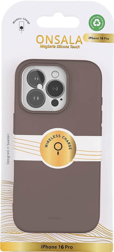 Onsala iPhone 16 Pro Silicone Touch suojakuori (suklaanruskea)