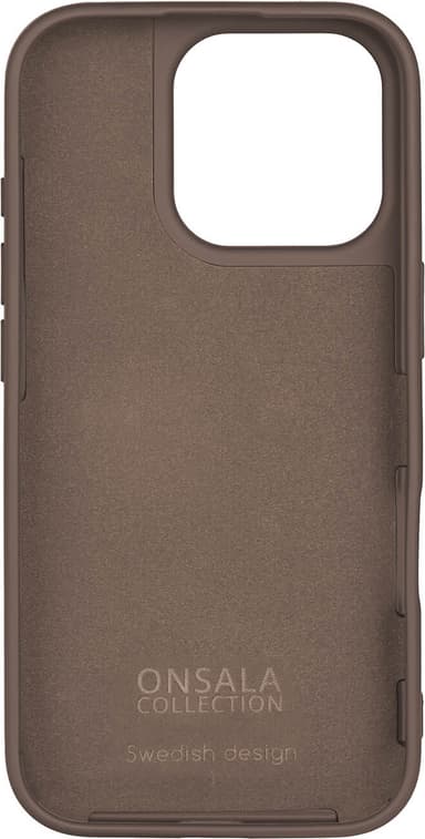 Onsala iPhone 16 Pro Silicone Touch suojakuori (suklaanruskea)