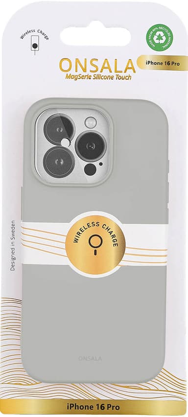 Onsala iPhone 16 Pro Silicone Touch suojakuori (betoninharmaa)