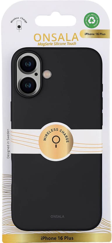 Onsala iPhone 16 Plus Silicone Touch suojakuori (musta)